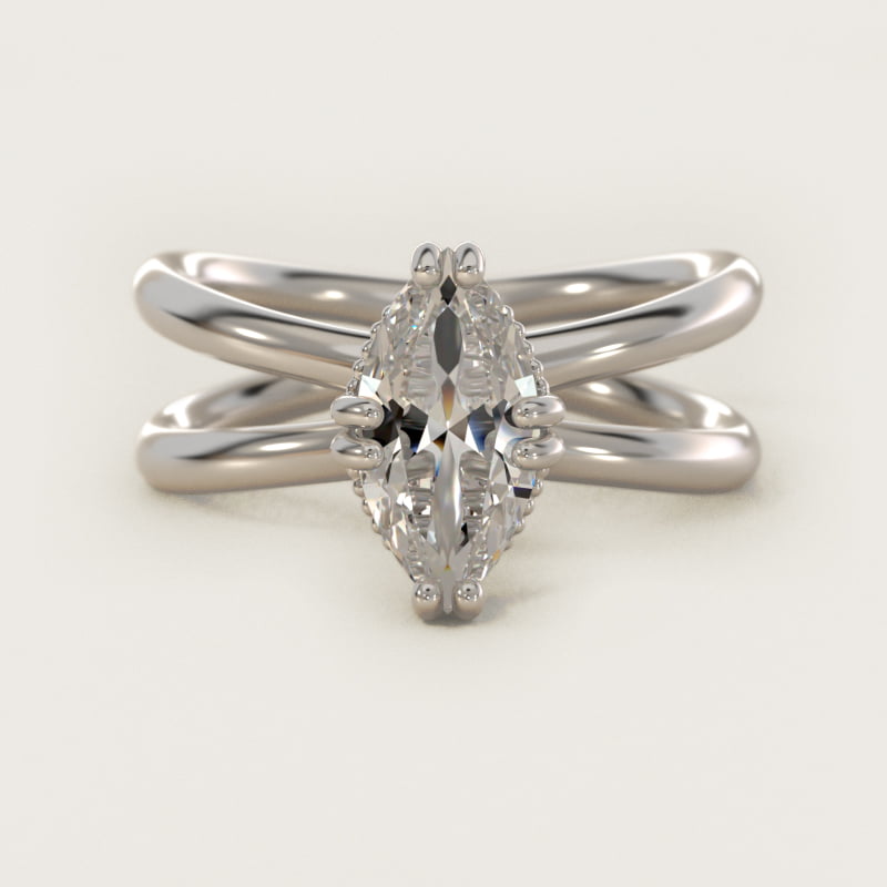 Marquise Criss-Cross Solitaire Engagement Ring