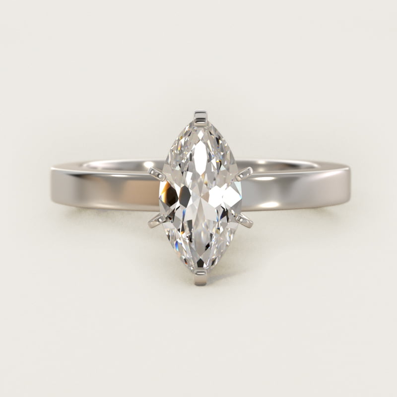 Marquise Flat-Edge Solitaire Engagement Ring