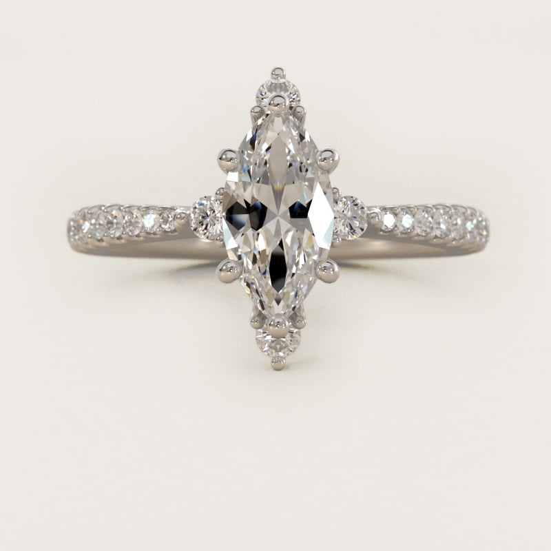 Marquise Compass-Point Diamond Accent Engagement Ring