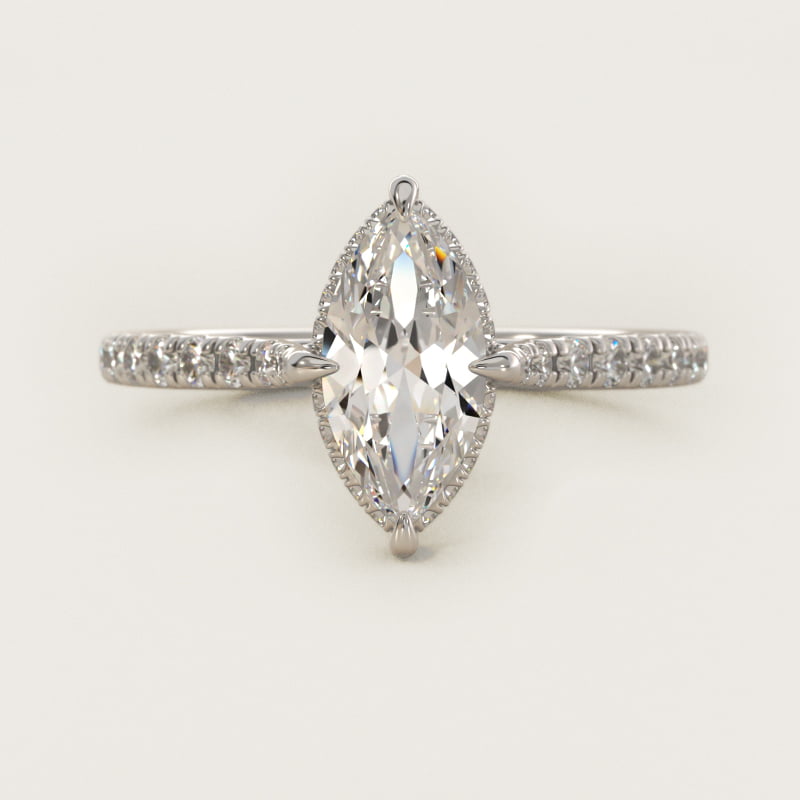 Marquise Cathedral Pavé Crown Engagement Ring
