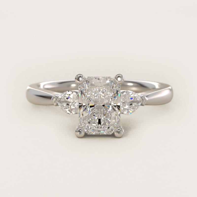Radiant-Cut Pear Side-Stone Diamond Engagement Ring