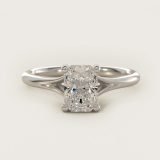 Radiant-Cut Petite Split-Shank Solitaire Ring, face-up view
