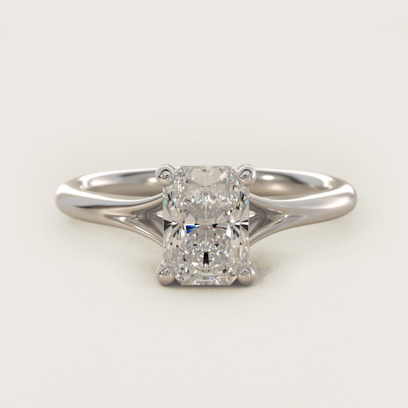 Radiant-Cut Petite Split-Shank Solitaire Ring