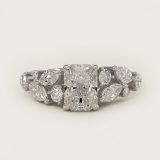 Radiant-Cut Diamond Nest Side-Stone Ring, face-up view