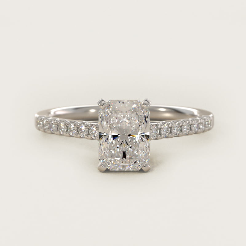 Radiant-Cut Petite Cathedral Pavé Engagement Ring