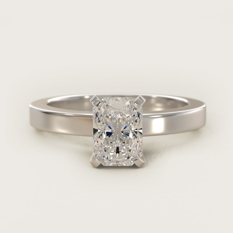 Radiant-Cut Flat-Edge Solitaire Engagement Ring