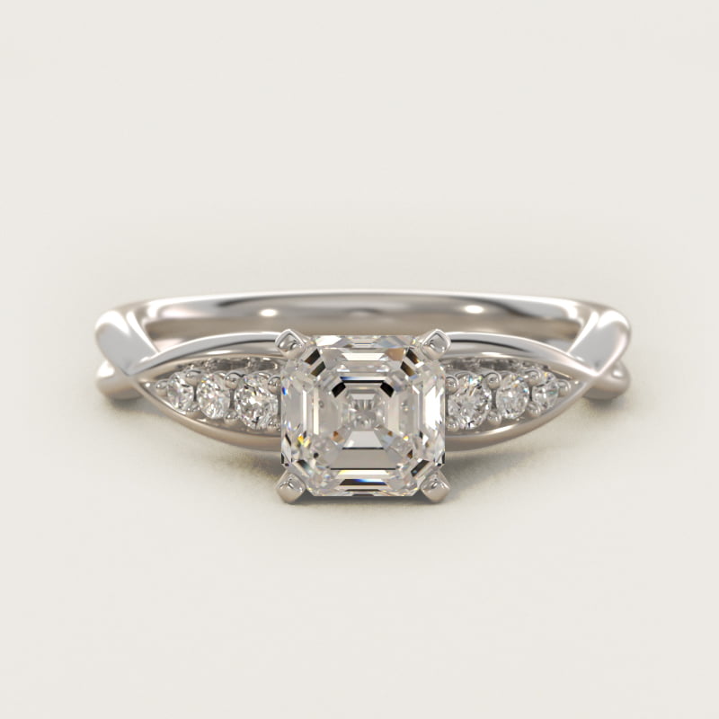 Asscher-Cut Delicate Twist Petite Engagement Ring