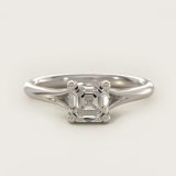 Asscher-Cut Petite Split-Shank Solitaire Engagement Ring, face-up view