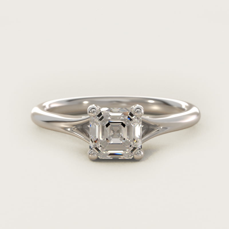Asscher-Cut Petite Split-Shank Solitaire Engagement Ring