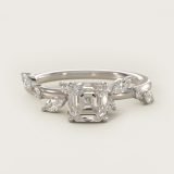 Asscher-Cut Diamond Whisper Side-Stone Engagement Ring, face-up view
