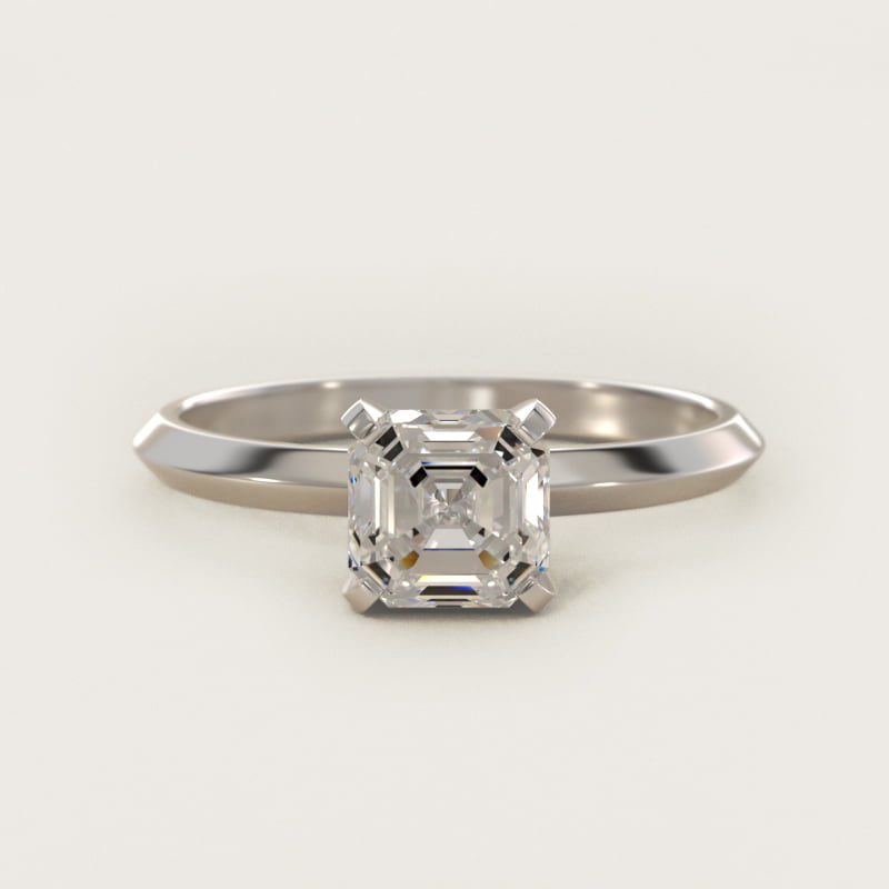 Asscher-Cut Knife-Edge Solitaire Engagement Ring