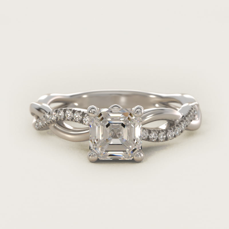 Asscher-Cut Solo Infinity Diamond Pave Ring