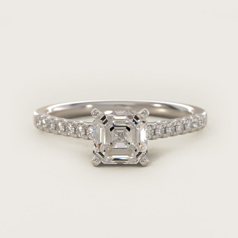 Asscher-Cut Petite Cathedral Pave Engagement Ring