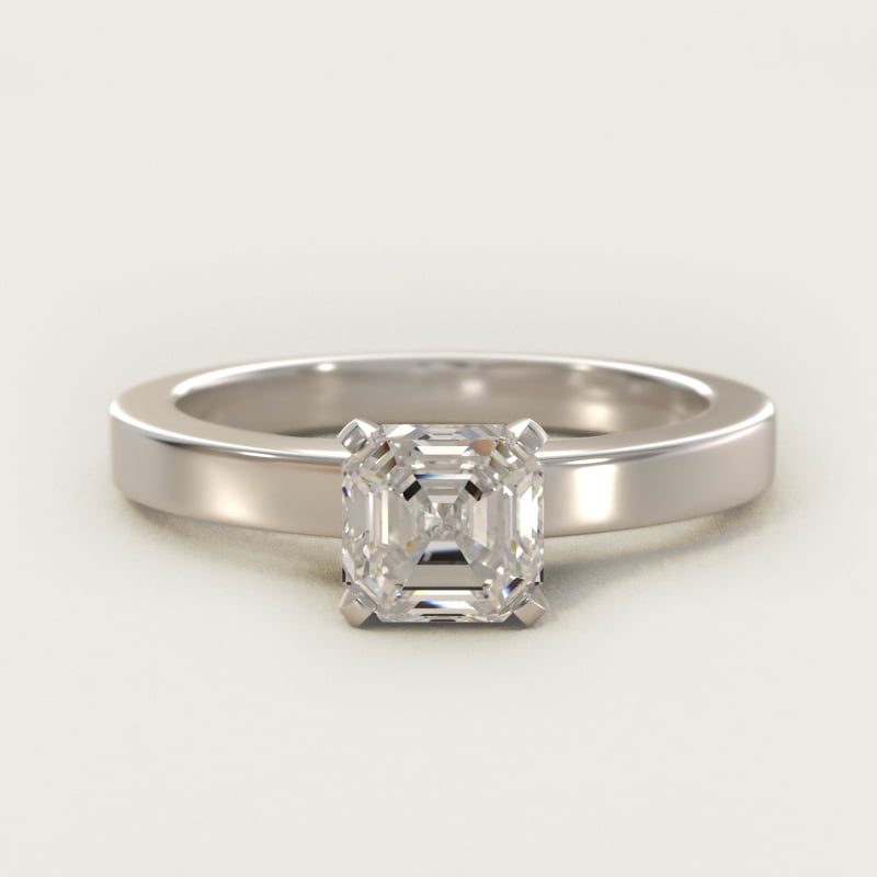 Asscher-Cut Flat-Edge Solitaire Engagement Ring