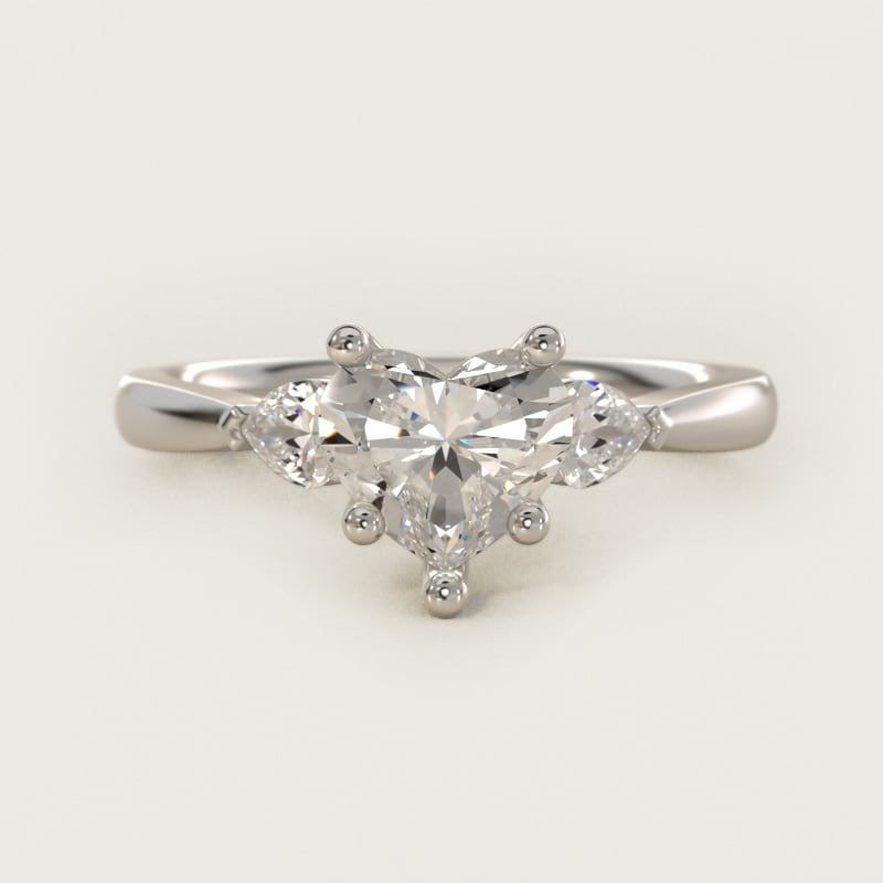 Heart-Shaped Side-Stone Diamond Engagement Ring