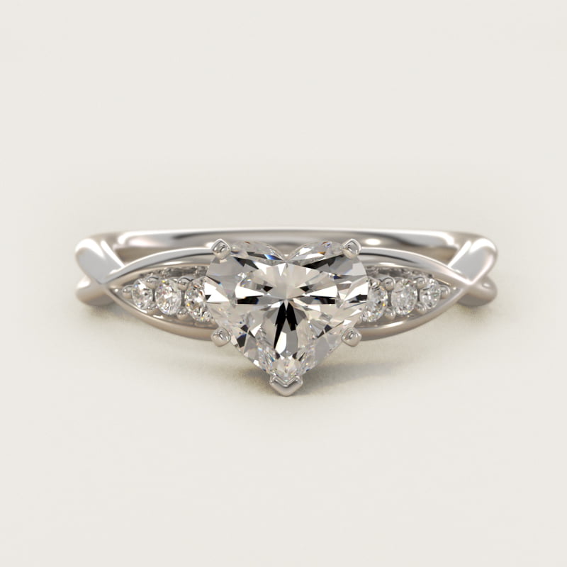 Heart-Shaped Delicate Twist Petite Engagement Ring