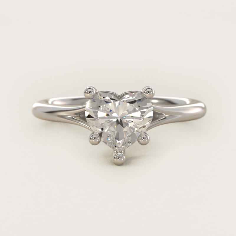Heart-Shaped Petite Split-Shank Solitaire Ring