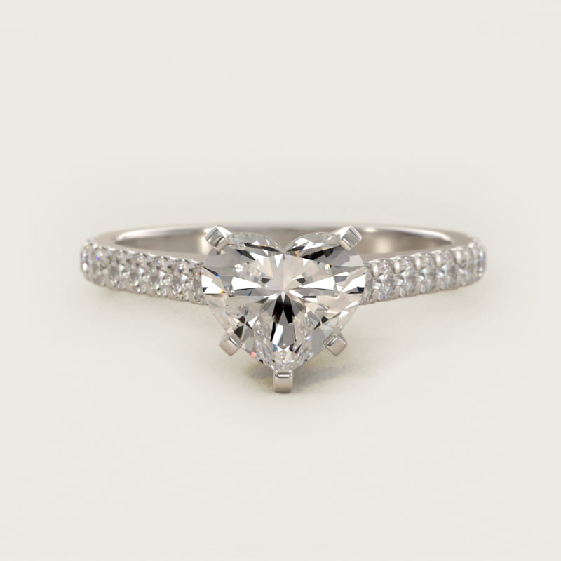 Heart-Shaped Diamond Pavé Engagement Ring
