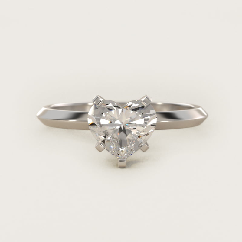 Bague de fiançailles solitaire cœur à arête vive