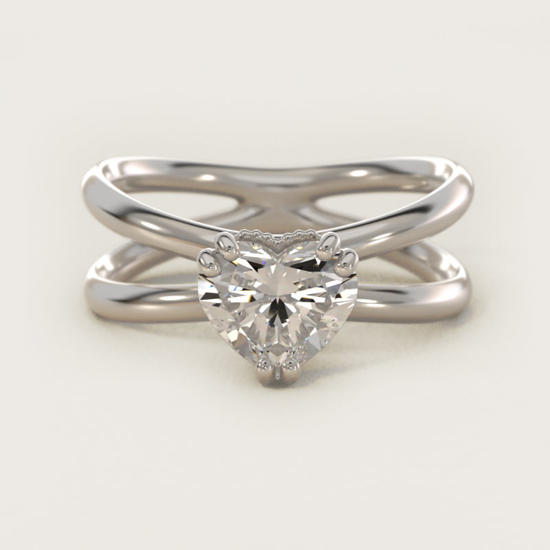 Heart-Shaped Criss-Cross Solitaire Engagement Ring