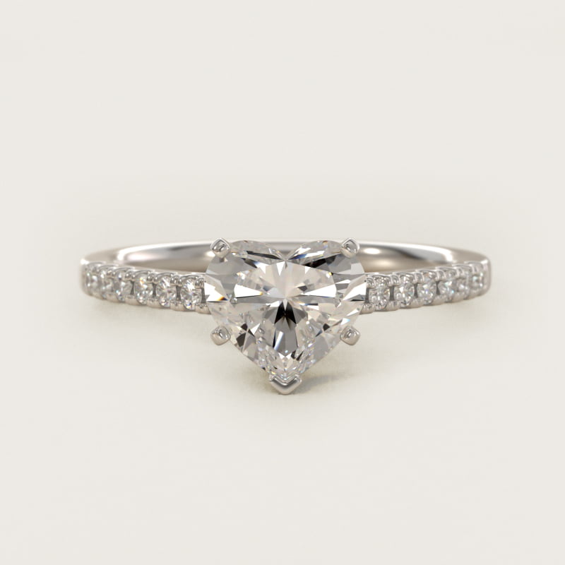 Heart-Shaped Petite Cathedral Pavé Engagement Ring