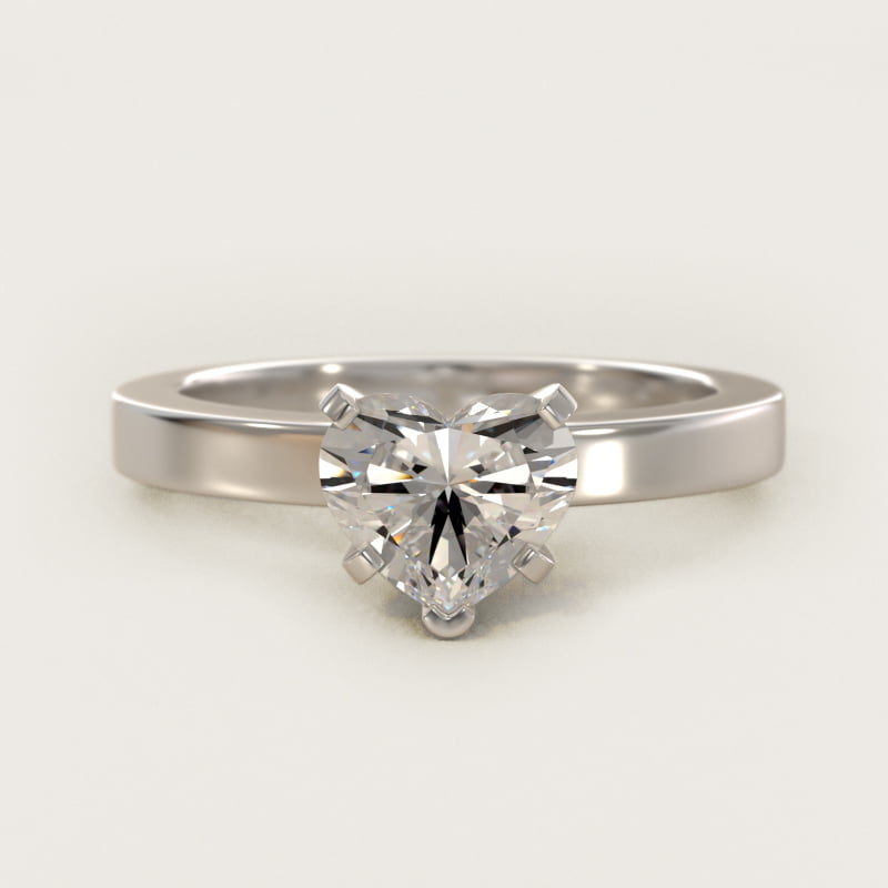 Heart-Shaped Flat-Edge Solitaire Engagement Ring