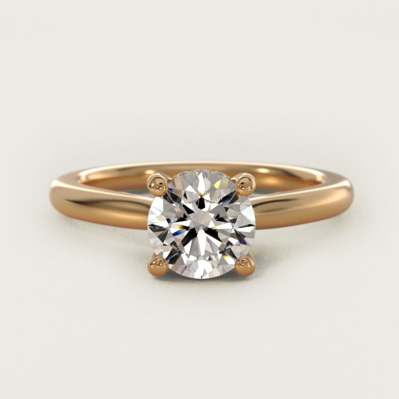 Round Brilliant Petite Hidden Halo Solitaire Engagement Ring in white gold — handcrafted in Beirut