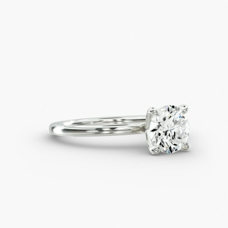 Round Brilliant Four-Prong Solitaire Engagement Ring in white gold — handcrafted in Beirut