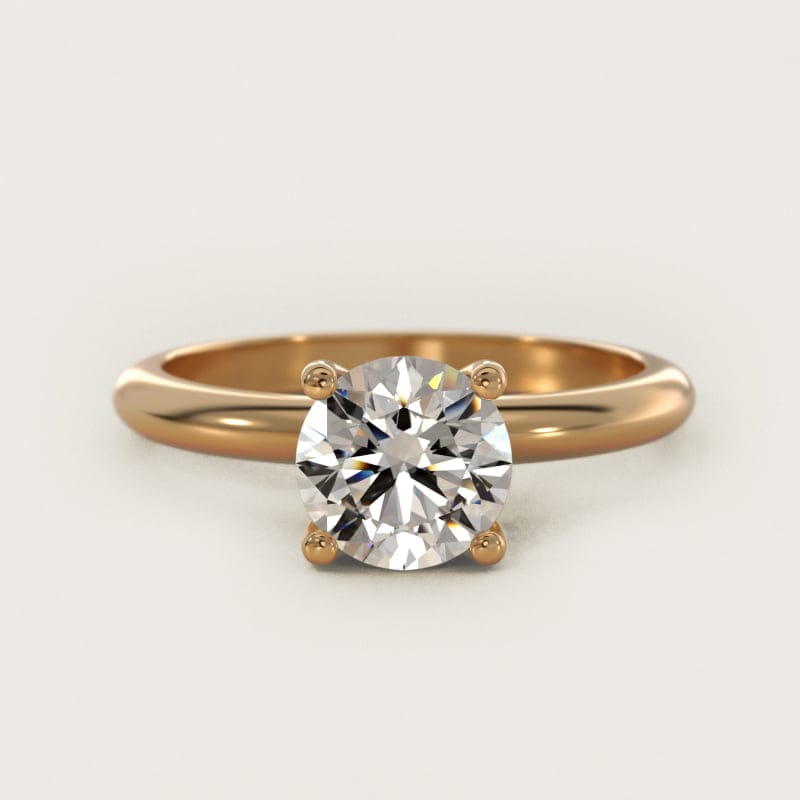 Round Solitaire Engagement Ring with Pavé Basket in white gold — handcrafted in Beirut
