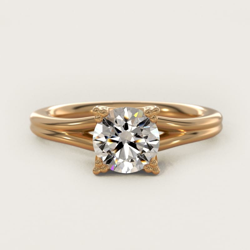 Round Woven Solitaire Diamond Engagement Ring in white gold — handcrafted in Beirut