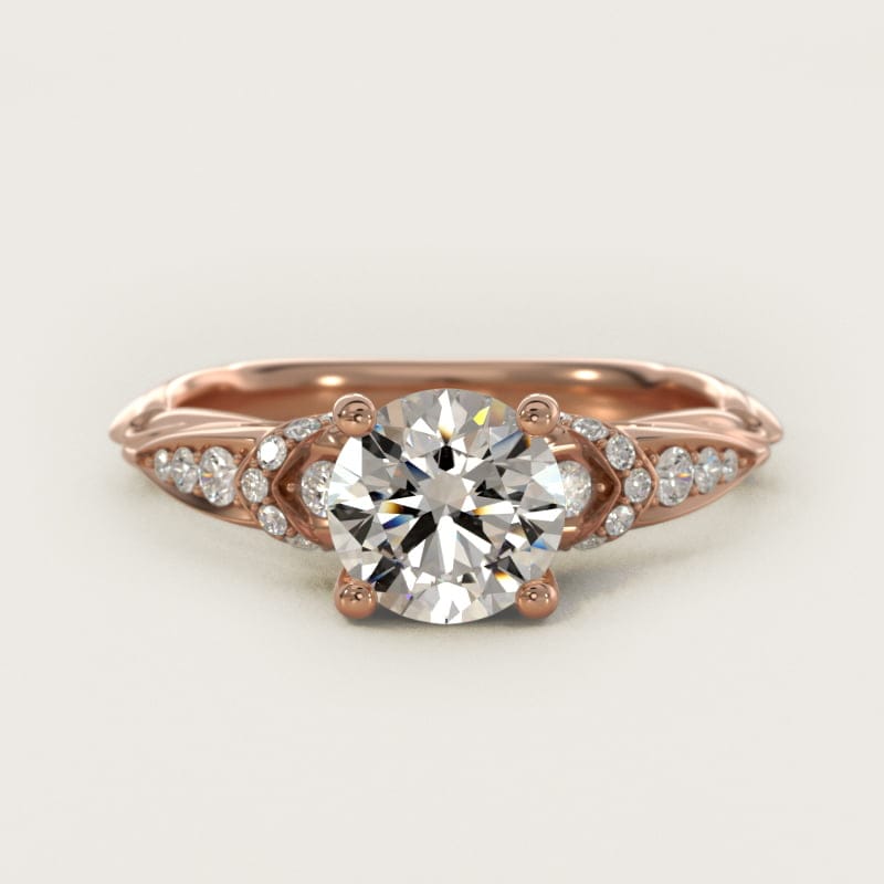 Round Graduated Pavé Diamond Engagement Ring in white gold — handcrafted in Beirut