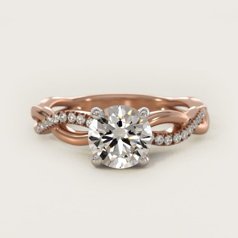 Round Solo Infinity Diamond Pave Engagement Ring in white gold — handcrafted in Beirut