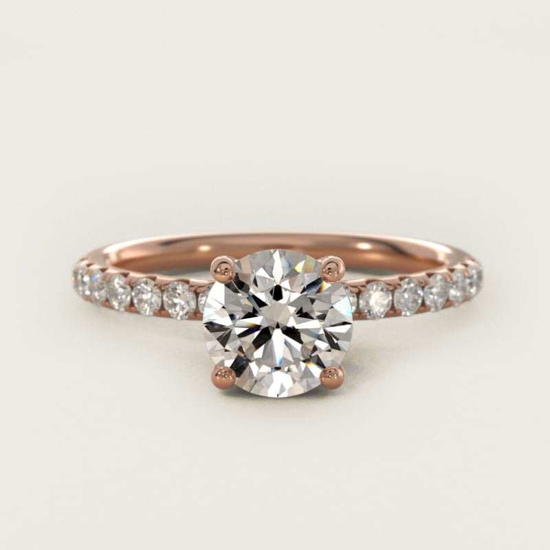 Round Crown Pavé Hidden Halo Diamond Engagement Ring in white gold — handcrafted in Beirut