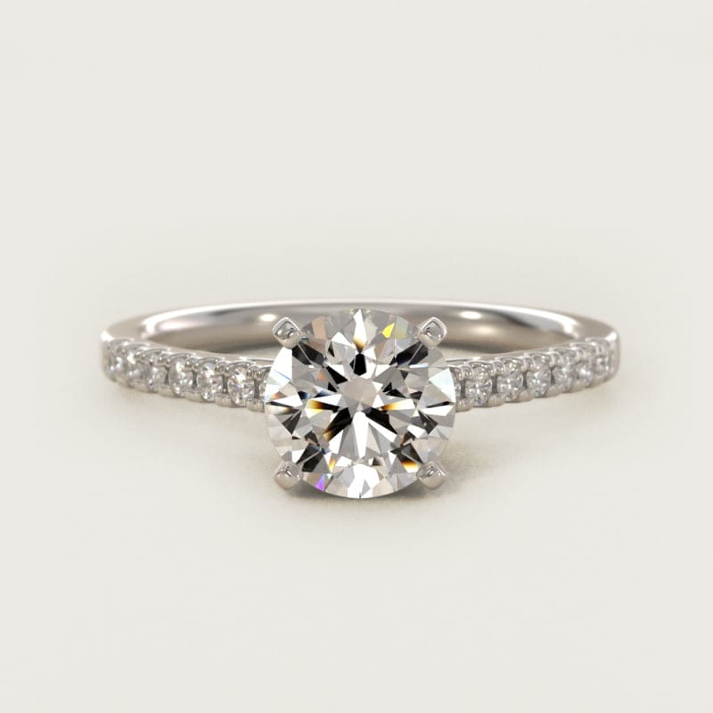 Round Petite Cathedral Pave Diamond Engagement Ring in white gold — handcrafted in Beirut