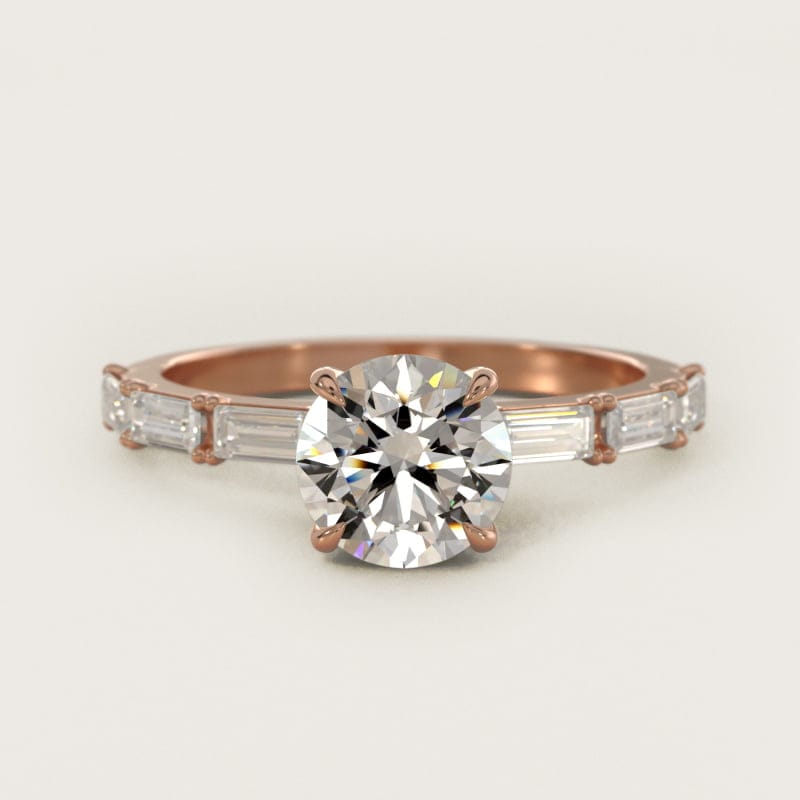 Round Floating Diamond Line Side-Stone Engagement Ring in white gold — handcrafted in Beirut