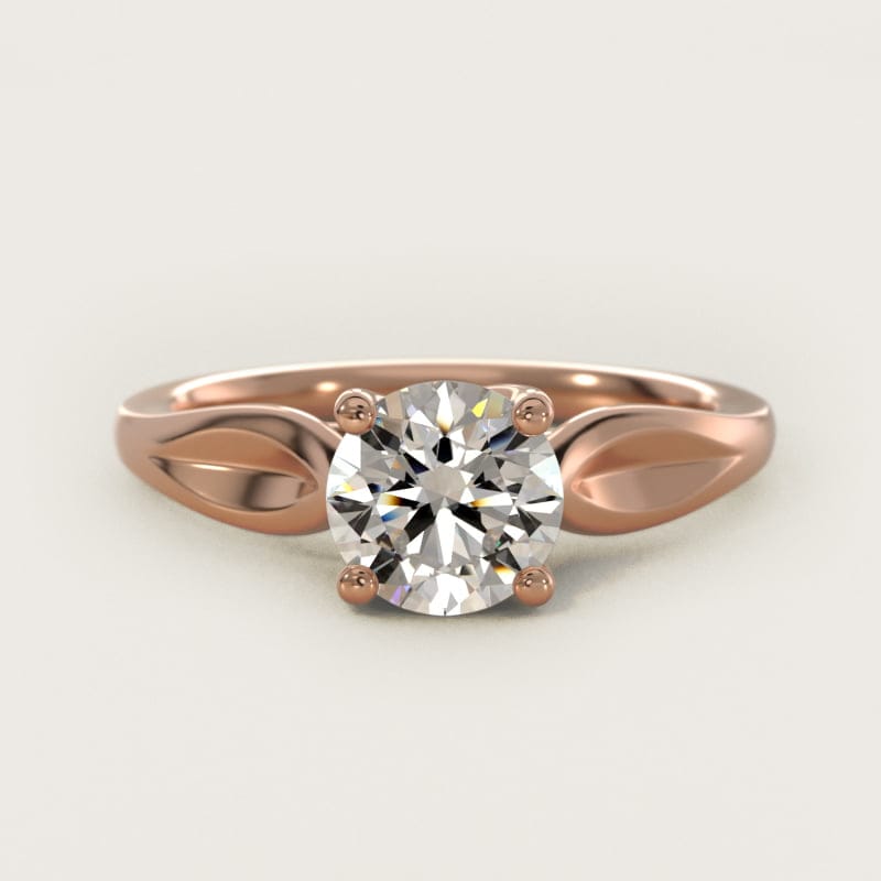 Round Leaf Solitaire Diamond Engagement Ring in white gold — handcrafted in Beirut