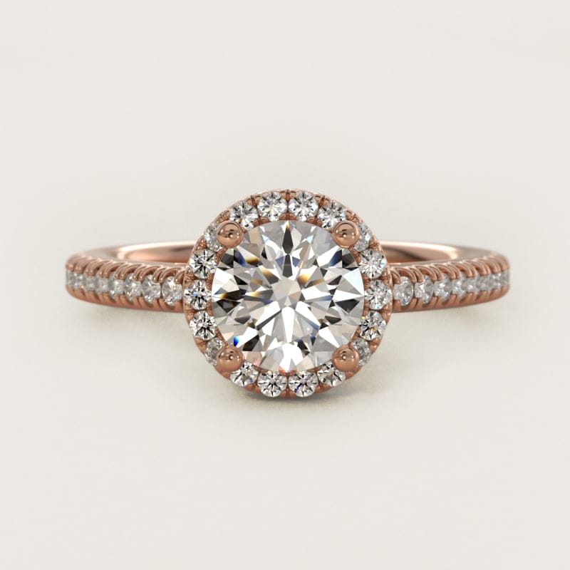 Round Classic Halo Diamond Engagement Ring in white gold — handcrafted in Beirut