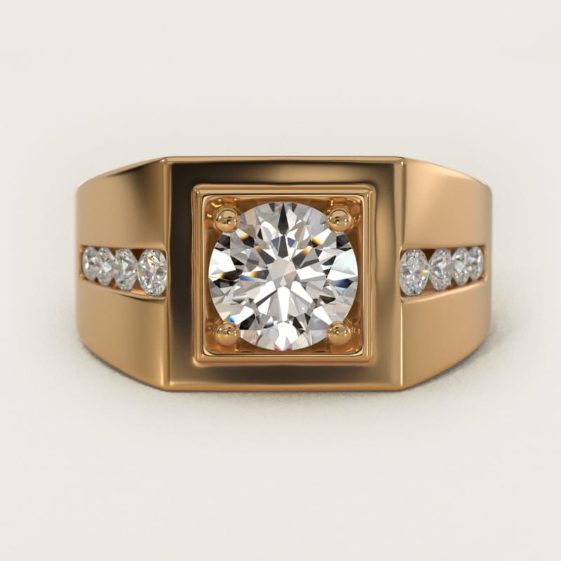 Round Diamond Channel Men's Engagement Ring in white gold — handcrafted in Beirut