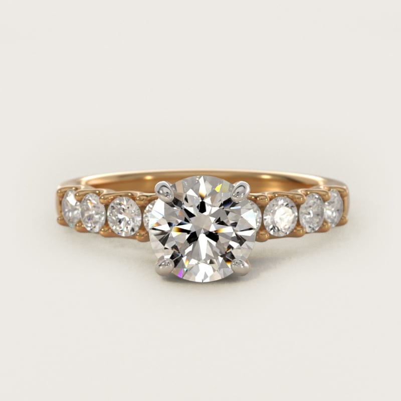 Round Eight-Stone Contour Engagement Ring in white gold — handcrafted in Beirut