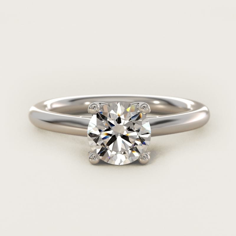 Round Leaf Solitaire Plus Diamond Engagement Ring in white gold — handcrafted in Beirut