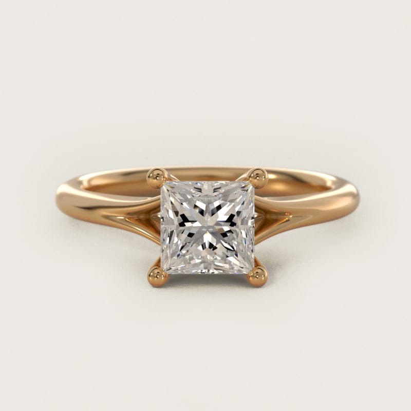 Princess-Cut Petite Split-Shank Solitaire Engagement Ring in white gold — handcrafted in Beirut