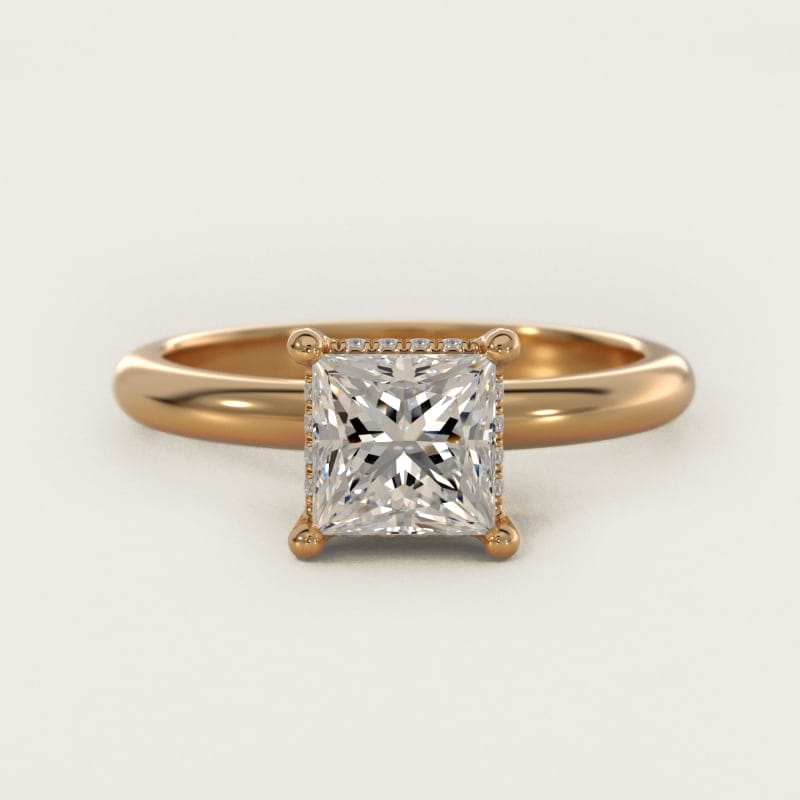 Princess-Cut Pavé Basket Solitaire Engagement Ring in white gold — handcrafted in Beirut