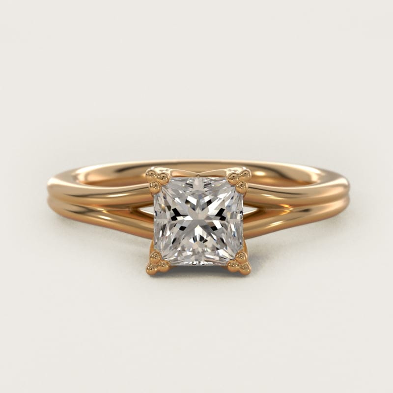 Princess-Cut Woven Solitaire Engagement Ring in white gold — handcrafted in Beirut