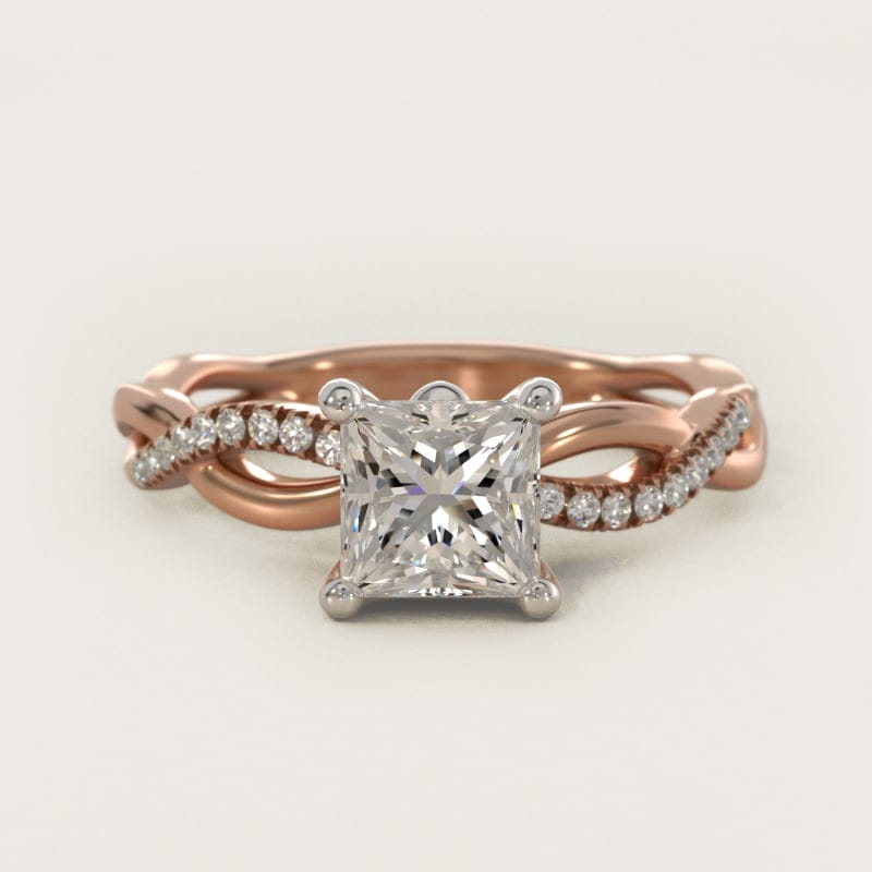 Princess-Cut Solo Infinity Pavé Engagement Ring in white gold — handcrafted in Beirut