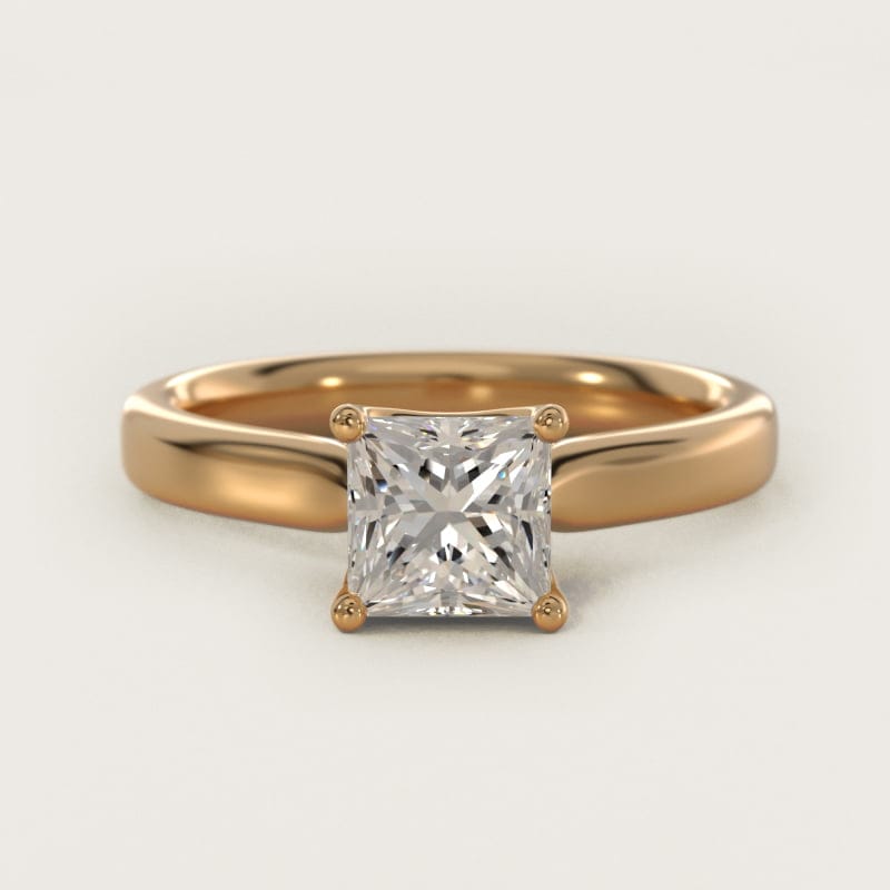 Princess-Cut Intricate Basket Solitaire Engagement Ring in white gold — handcrafted in Beirut