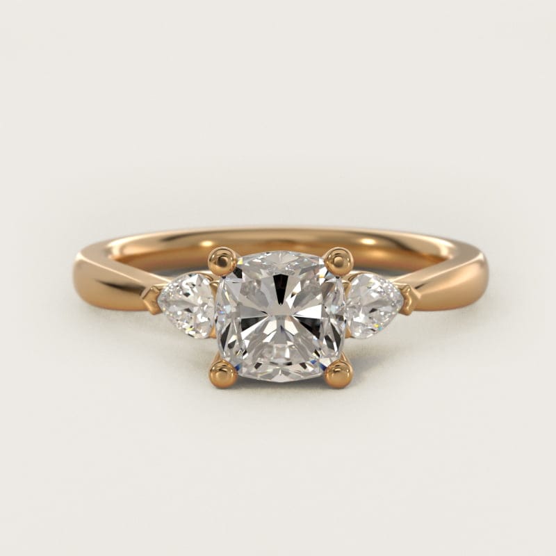 Cushion-Cut Pear Side-Stone Diamond Engagement Ring in white gold — handcrafted in Beirut