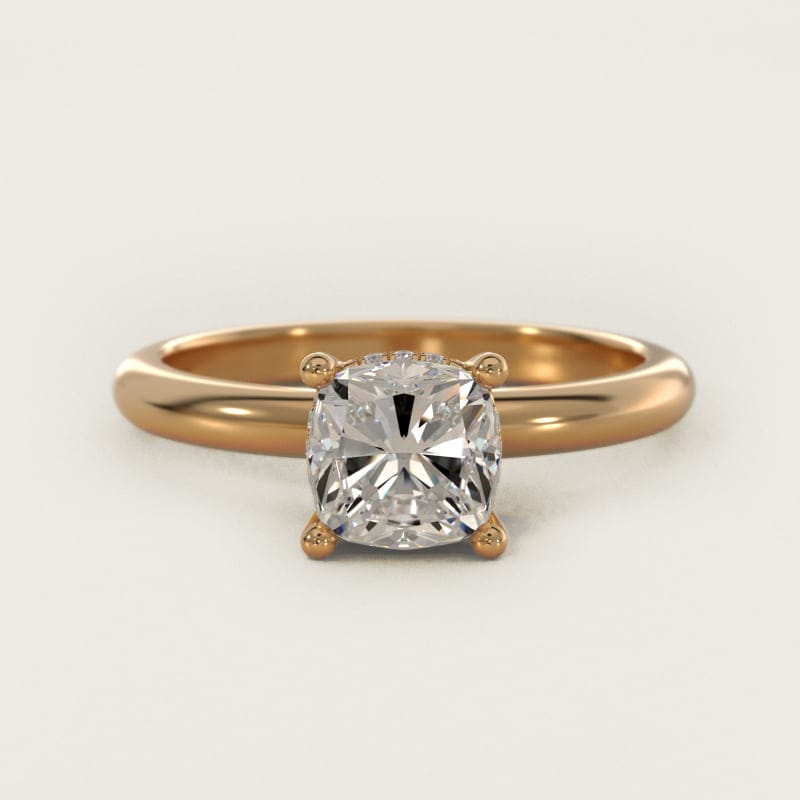 Cushion-Cut Pave Basket Solitaire Engagement Ring in white gold — handcrafted in Beirut