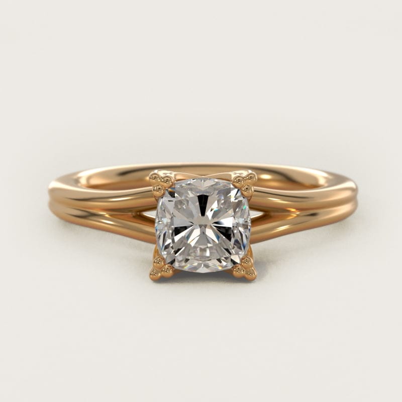 Cushion-Cut Woven Solitaire Engagement Ring in white gold — handcrafted in Beirut