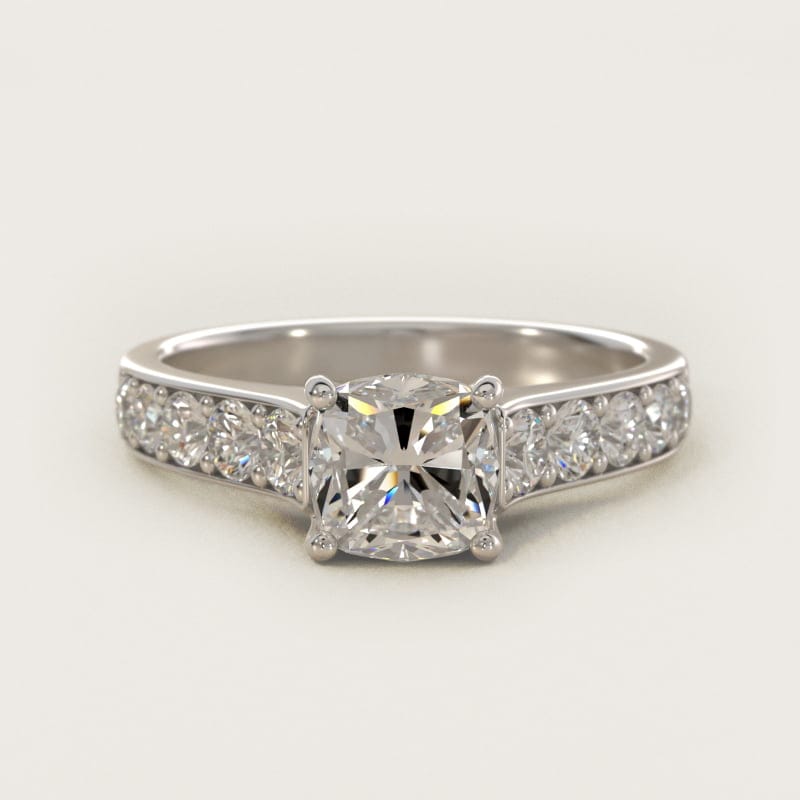 Cushion-Cut Cross-Prong Pave Surprise Ring in white gold — handcrafted in Beirut