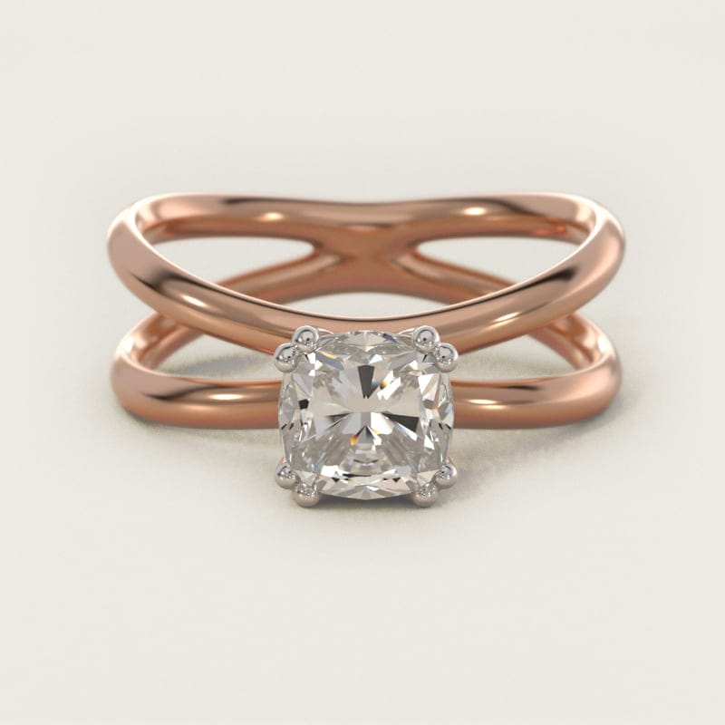 Cushion-Cut Criss-Cross Solitaire Engagement Ring in white gold — handcrafted in Beirut